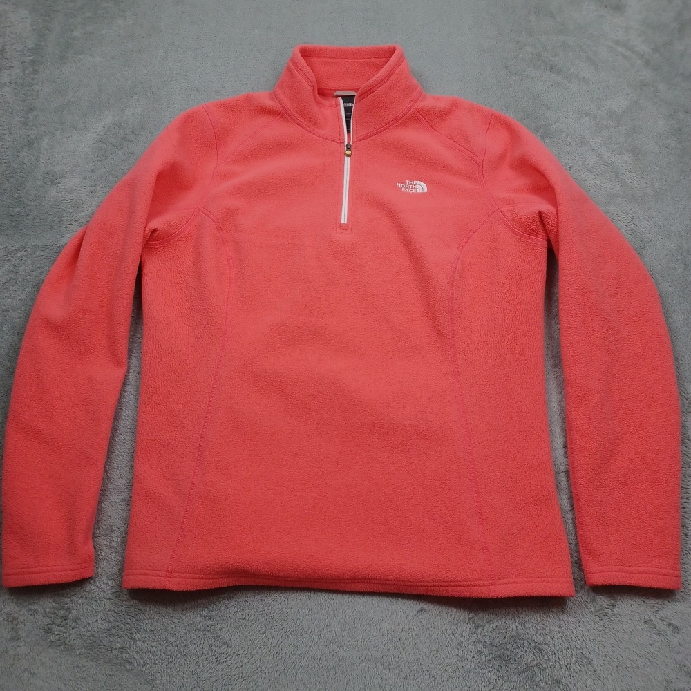 North Face Sweater Womens XL Pink 1/4 Zip Pullover Fleece Outdoor Casual